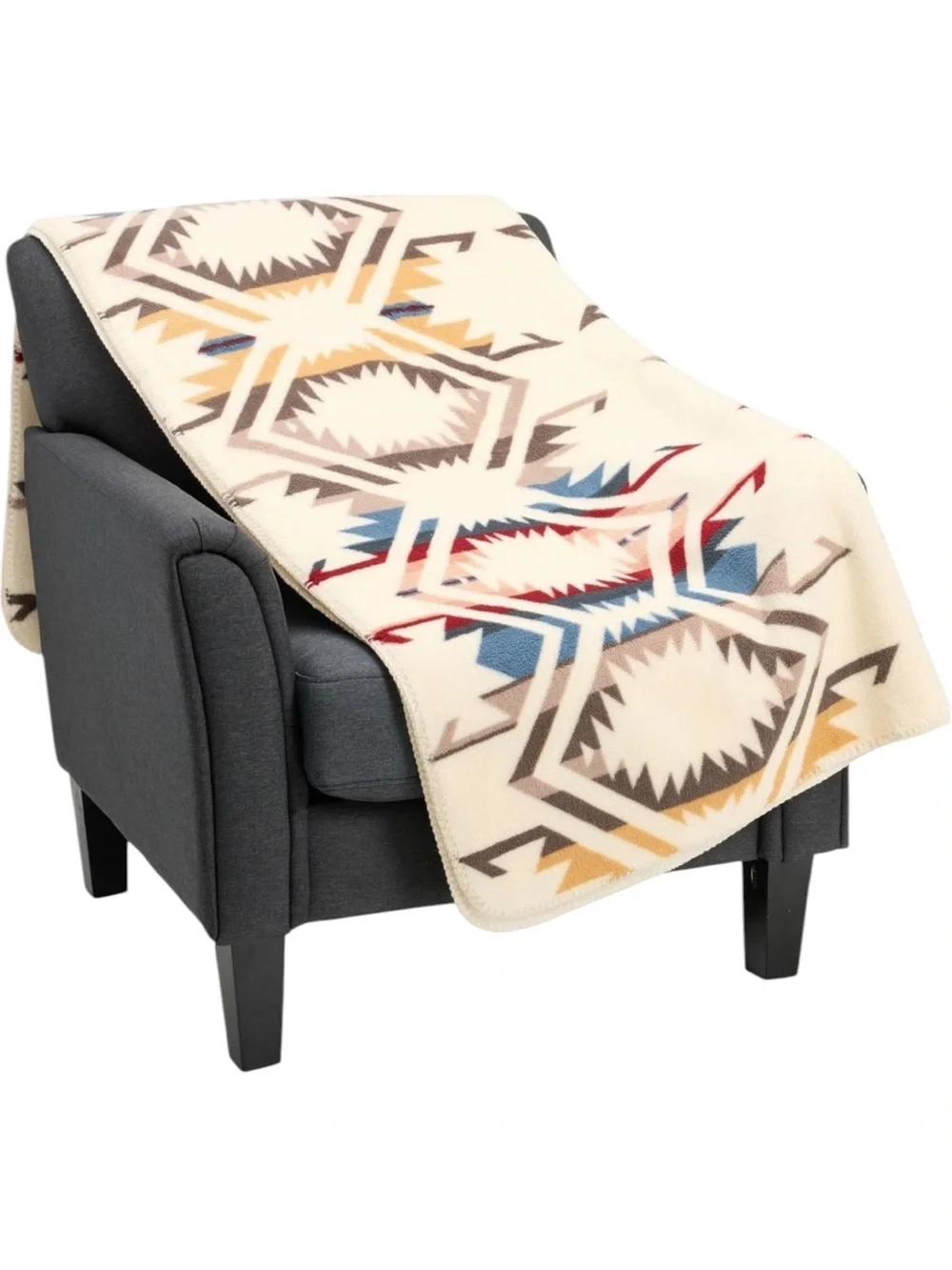 New Pendleton White Shores Aztec Print Berber Throw Blanket